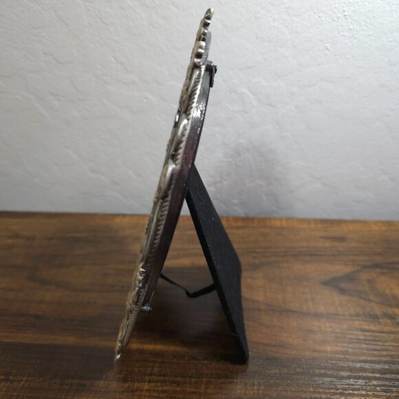 Vntg Sunflower Designs Oval Metal & Enamel Frame 5-1/2" x 3-1/2" Floral Accents - Picture 4 of 10